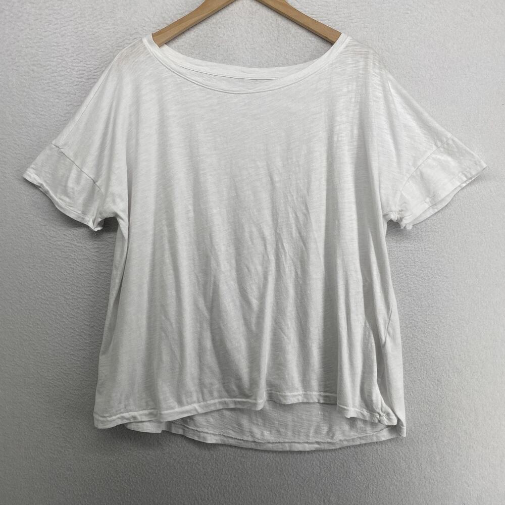 EILEEN FISHER Top M Organic Cotton Slub Jersey Boxy Dolman Sleeve White
